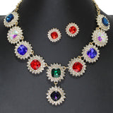 106281, GEOMETRIC ACCENT CRYSTAL RHINESTONE NECKLACE SET