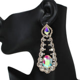 106285, OVAL ACCENT CRYSTAL RHINESTONE DROP EARRING