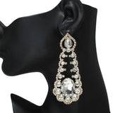 106285, OVAL ACCENT CRYSTAL RHINESTONE DROP EARRING