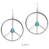 106288, WESTERN THEMED, OVERSIZED PEACE SIGN DANGLE EARRING