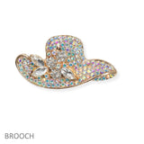 106299, FEDORA HAT CRYSTAL RHINESTONE PIN BROOCH