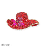 106299, FEDORA HAT CRYSTAL RHINESTONE PIN BROOCH