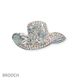 106299, FEDORA HAT CRYSTAL RHINESTONE PIN BROOCH