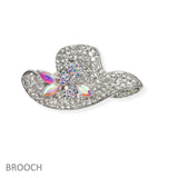 106299, FEDORA HAT CRYSTAL RHINESTONE PIN BROOCH