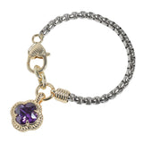 106302, 14K GOLD PLATED, CLOVER CUBIC ZIRCONIA CHARM DESIGNER INSPIRED BRACELET