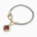 106302, 14K GOLD PLATED, CLOVER CUBIC ZIRCONIA CHARM DESIGNER INSPIRED BRACELET