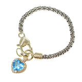106303, 14K GOLD PLATED, HEART CUBIC ZIRCONIA CHARM DESIGNER INSPIRED BRACELET