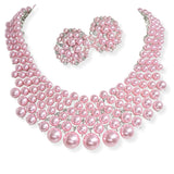 106305, PEARL WITH CRYSTAL RHINESTONE EVENING NECKLACE SET