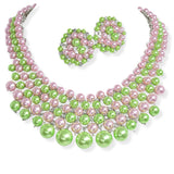 106305, PEARL WITH CRYSTAL RHINESTONE EVENING NECKLACE SET