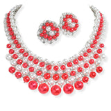 106305, PEARL WITH CRYSTAL RHINESTONE EVENING NECKLACE SET