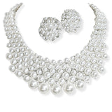 106305, PEARL WITH CRYSTAL RHINESTONE EVENING NECKLACE SET