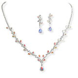 106307, TEARDROP CUBIC ZIRCONIA ACCENT CRYSTAL RHINESTONE NECKLACE