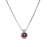 106309, 14K GOLD PLATED, ROUND CUBIC ZIRCONIA ACCENT DESIGNER INSPIRED PENDANT NECKLACE