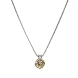 106309, 14K GOLD PLATED, ROUND CUBIC ZIRCONIA ACCENT DESIGNER INSPIRED PENDANT NECKLACE