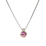 106309, 14K GOLD PLATED, ROUND CUBIC ZIRCONIA ACCENT DESIGNER INSPIRED PENDANT NECKLACE