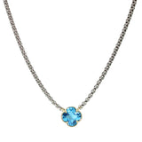 106311, 14K GOLD PLATED, CLOVER CUBIC ZIRCONIA DESIGNER INSPIRED NECKLACE