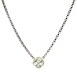 106311, 14K GOLD PLATED, CLOVER CUBIC ZIRCONIA DESIGNER INSPIRED NECKLACE