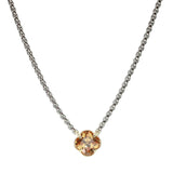 106311, 14K GOLD PLATED, CLOVER CUBIC ZIRCONIA DESIGNER INSPIRED NECKLACE