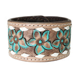 106319, WESTERN THEMED, FLOWER PRINT FAUX LEATHER SNAP BUTTON BRACELET
