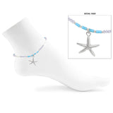 106323, STARFISH CHARM ACCENT SEA GLASS PEARL ANKLET