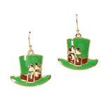 106326, ST. PATRICKS DAY ENAMEL HAT DANGLE EARRING