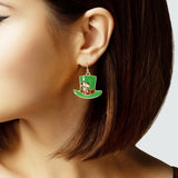 106326, ST. PATRICKS DAY ENAMEL HAT DANGLE EARRING