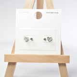 101633, RHODIUM PLATED, DAINTY HEART STUD EARRING SET