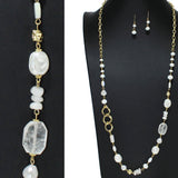 106336, SEMI PRECIOUS STONE WITH FRESHWATER PEARL LONG BEADED NECKLACE