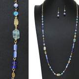 106338, SEMI PRECIOUS STONE WITH LONG BEADED NECKLACE
