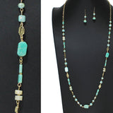 106338, SEMI PRECIOUS STONE WITH LONG BEADED NECKLACE