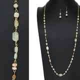 106338, SEMI PRECIOUS STONE WITH LONG BEADED NECKLACE