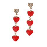 106339, ENAMEL HEART DROP DANGLE EARRING