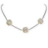 106348, 14K GOLD PLATED, GEOMETRIC CUBIC ZIRCONIA DESIGNER INSPIRED NECKLACE