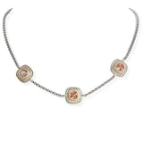 106348, 14K GOLD PLATED, GEOMETRIC CUBIC ZIRCONIA DESIGNER INSPIRED NECKLACE