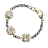 106349, 14K GOLD PLATED, GEOMETRIC CUBIC ZIRCONIA DESIGNER INSPIRED BRACELET