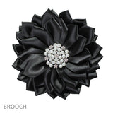 106351, FABRIC FLOWER WITH PEARL, CRYSTAL RHINESTONE ACCENT BROOCH PIN CLIP