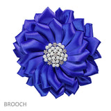 106351, FABRIC FLOWER WITH PEARL, CRYSTAL RHINESTONE ACCENT BROOCH PIN CLIP