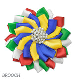 106351, SORORITY FABRIC FLOWER WITH PEARL, CRYSTAL RHINESTONE ACCENT BROOCH PIN CLIP