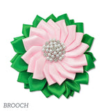 106351, SORORITY FABRIC FLOWER WITH PEARL, CRYSTAL RHINESTONE ACCENT BROOCH PIN CLIP
