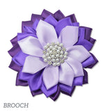 106351, FABRIC FLOWER WITH PEARL, CRYSTAL RHINESTONE ACCENT BROOCH PIN CLIP