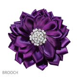 106351, FABRIC FLOWER WITH PEARL, CRYSTAL RHINESTONE ACCENT BROOCH PIN CLIP