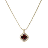106352, 14K GOLD PLATED, CLOVER CUBIC ZIRCONIA WITH CRYSTAL RHINESTONE CHARM DESIGNER INSPIRED NECKLACE
