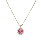 106352, 14K GOLD PLATED, CLOVER CUBIC ZIRCONIA WITH CRYSTAL RHINESTONE CHARM DESIGNER INSPIRED NECKLACE