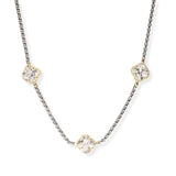106357, 14K GOLD PLATED, TRIPLE CLOVER CUBIC ZIRCONIA DESIGNER INSPIRED NECKLACE