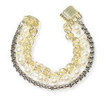 106359, 14K GOLD PLATED, PEARL ACCENT DESIGNER INSPIRED MAGNETIC CLOSURE BRACELET