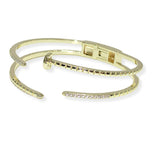 106363, 14K GOLD PLATED, KNOT CUBIC ZIRCONIA ACCENT DESIGNER INSPIRED OPEN CUFF BRACELET