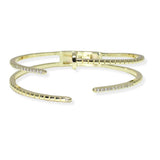 106363, 14K GOLD PLATED, KNOT CUBIC ZIRCONIA ACCENT DESIGNER INSPIRED OPEN CUFF BRACELET