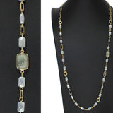 106365, SEMI PRECIOUS STONE ACCENT BEADED LONG NECKLACE