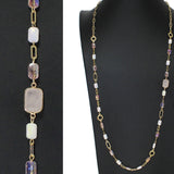106365, SEMI PRECIOUS STONE ACCENT BEADED LONG NECKLACE