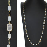 106365, SEMI PRECIOUS STONE ACCENT BEADED LONG NECKLACE